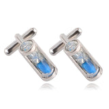 Vintage Blue Hourglass Silver Cuff Links