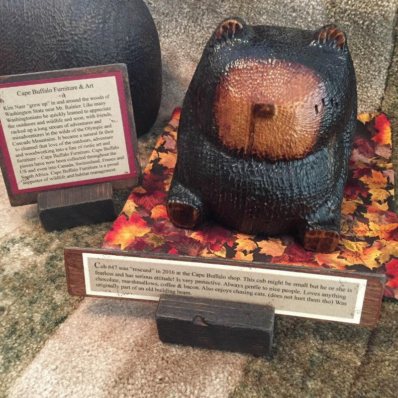 Hand-Crafted Wooden Bear Cubs