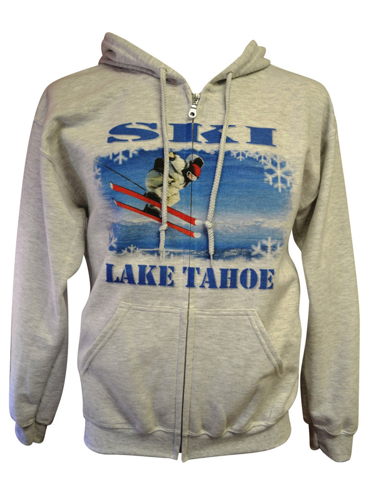 Ski Lake Tahoe Ash Zip Hoodie