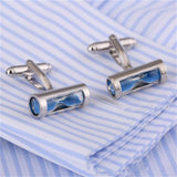 Vintage Blue Hourglass Silver Cuff Links
