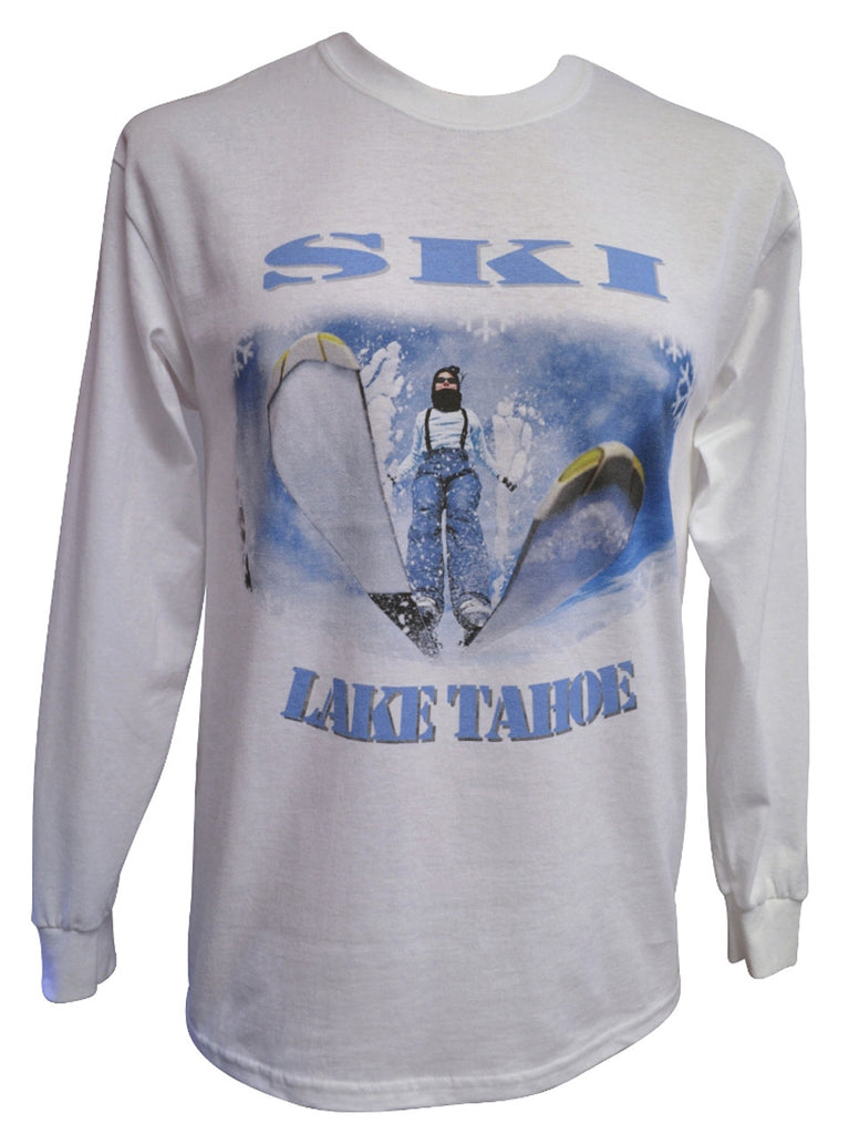 Ski Tahoe Warped White Long-sleeved T-shirt